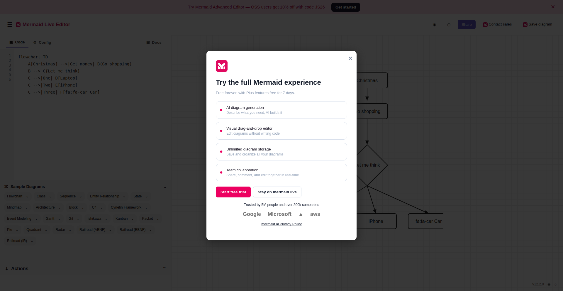 Reconstructed Mermaid editor at task entry